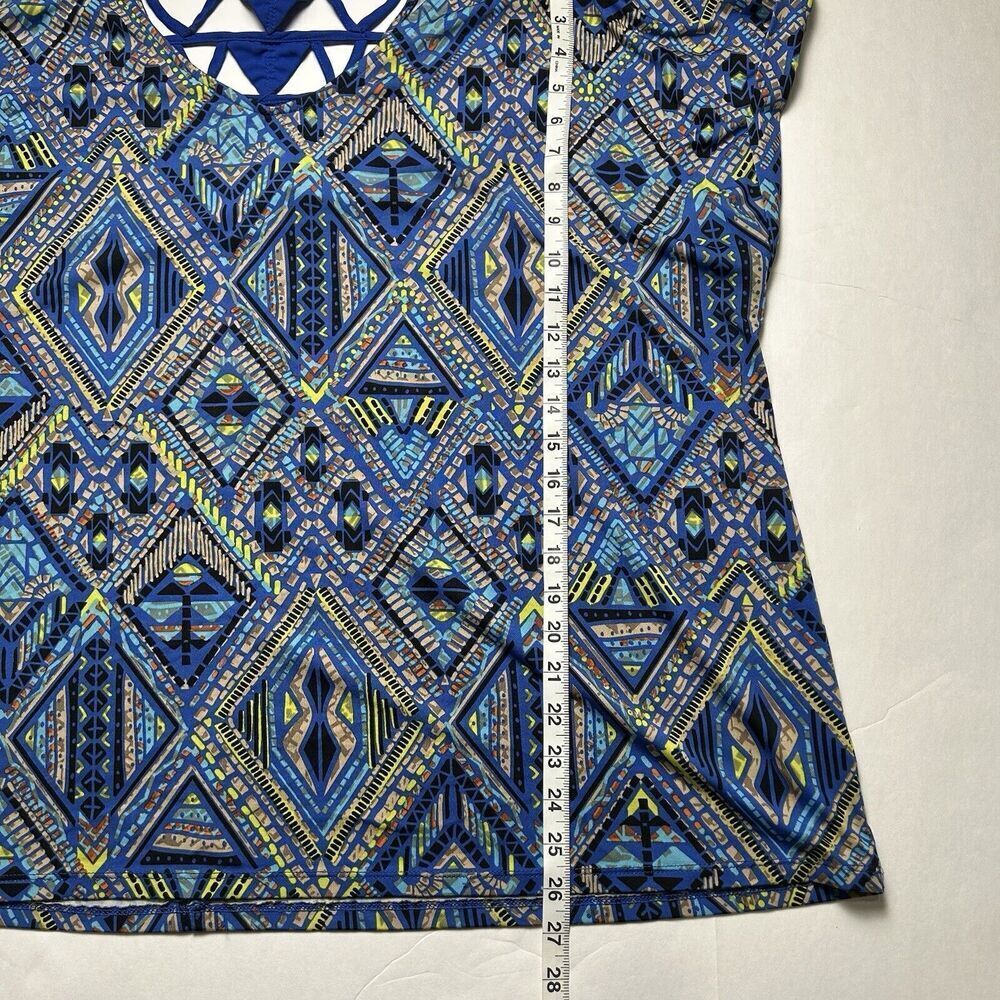 Cato Plus Size Geometric Shirt Blouse Blue Green Colorful Plus 22/24W - Picture 5 of 6